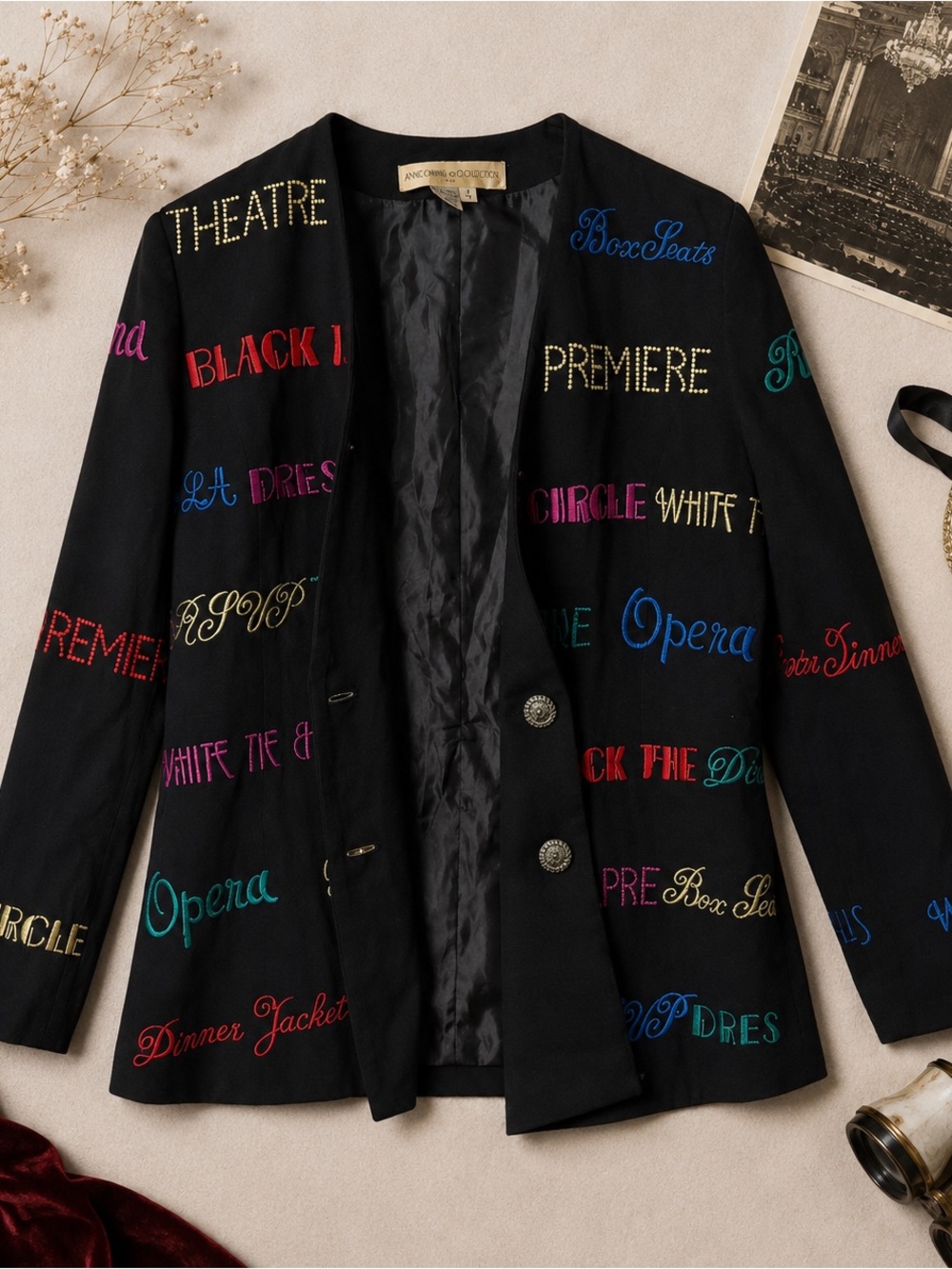Anne Crimmins UMI Collections Theater Blazer 8 Vintage Embellished Artsy Jacket - Picture 3 of 5